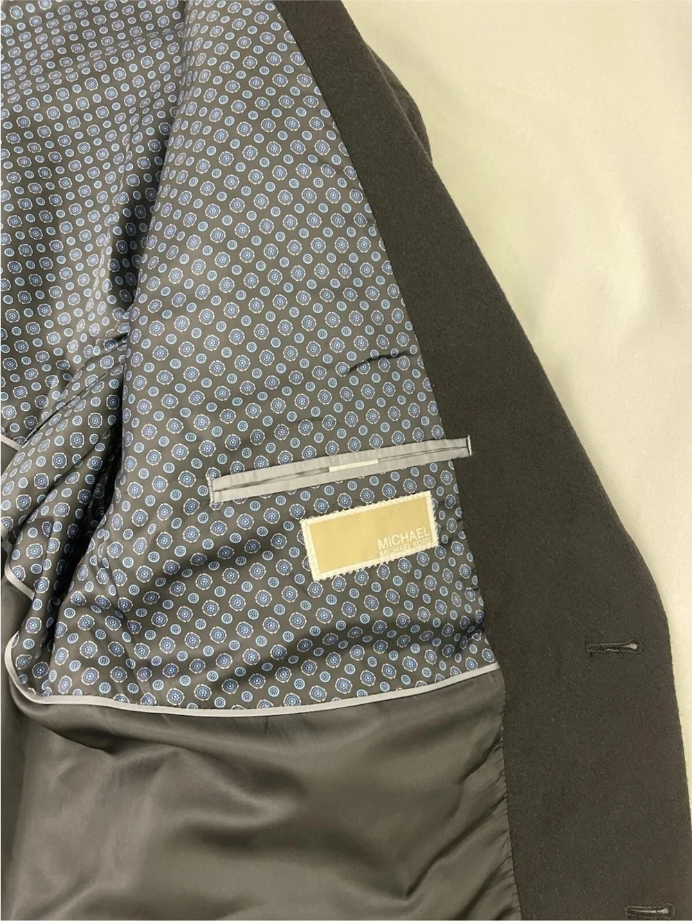 Michael By Michael Kors Blazer Jacket Mens 46R Black Camel Hair 2-Button Lined